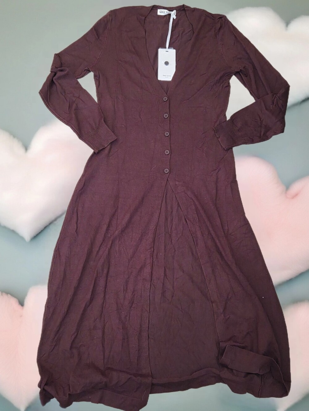 GRACE KARIN Women's Long Sleeve Button Down Cardigan Dress S